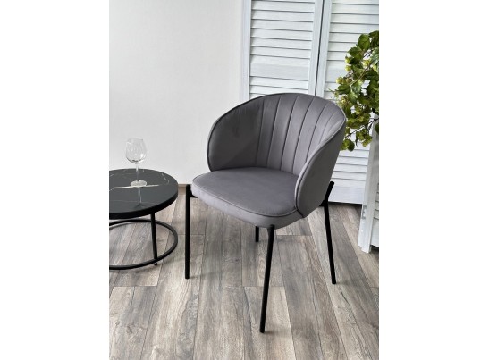 Стул ДЕНИ, цвет Velutto 32 Антрацитовый, велюр / черный каркас в Набережных Челнах