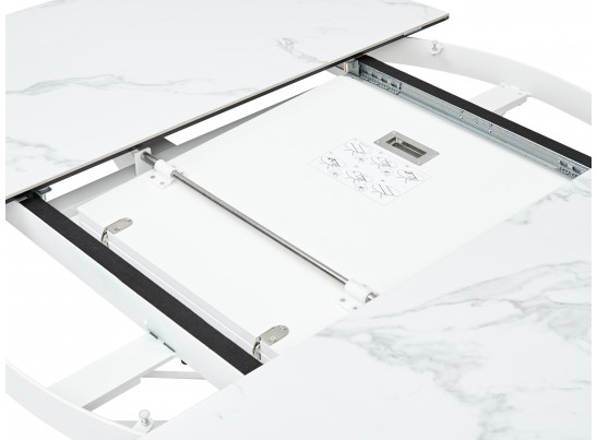 Стол TRENTO 120 HIGH GLOSS STATUARIO Белый мрамор глянцевый, керамика/ белый каркас, ®DISAUR в Набережных Челнах