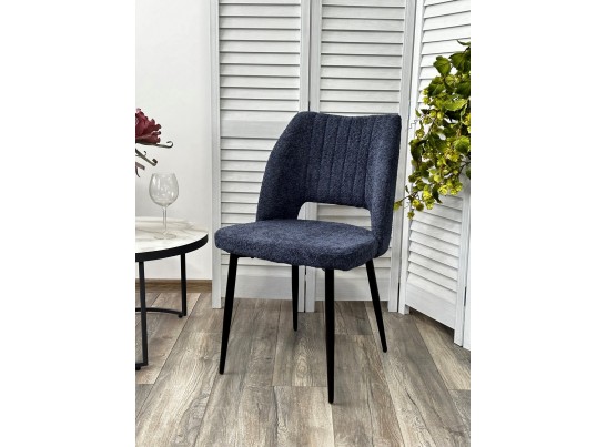 Стул LONDON UF998-13 темно-синий, букле / черный каркас / Товарный знак DISAUR в Набережных Челнах