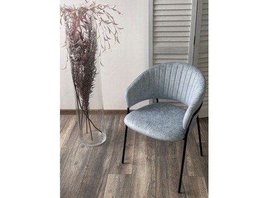 Стул ГЕММА, цвет RAIN 13 blue, велюр / черный каркас в Набережных Челнах