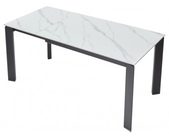 Стол CORNER 120 MATT WHITE MARBLE SOLID CERAMIC / BLACK, ®DISAUR