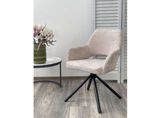 Стул NURI 180 град. поворот. 3018-10 бежевый, шенилл/ черный каркас, ®DISAUR в Набережных Челнах