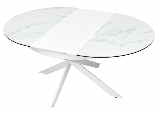 Стол TRENTO 120 HIGH GLOSS STATUARIO Белый мрамор глянцевый, керамика/ белый каркас, ®DISAUR в Набережных Челнах