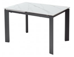Стол CORNER 120 MATT WHITE MARBLE SOLID CERAMIC / BLACK, ®DISAUR