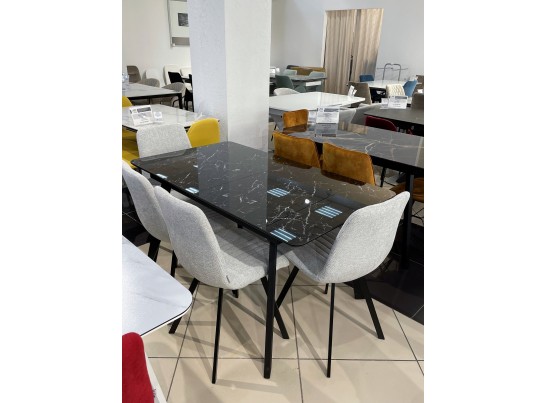 Стул ELVIS WZ2042-19 галечный серый фактурный велюр/ черный каркас в Набережных Челнах