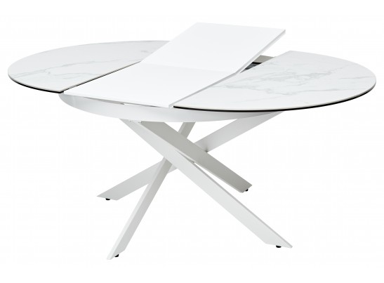 Стол TRENTO 120 HIGH GLOSS STATUARIO Белый мрамор глянцевый, керамика/ белый каркас, ®DISAUR в Набережных Челнах