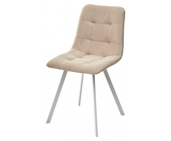 Стул CHILLI-Q SQUARE бежевый #5, велюр / белый каркас, 4 шт./1 к,  Стул CHILLI-Q SQUARE бежевый #5, велюр / белый каркас, 4 шт./1 к,