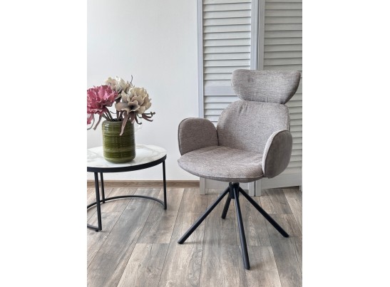 Стул VARDY 360 град.поворот. Brego-07 Серый, ткань/ 7525-180 Серый, велюр/Черный, ®DISAUR