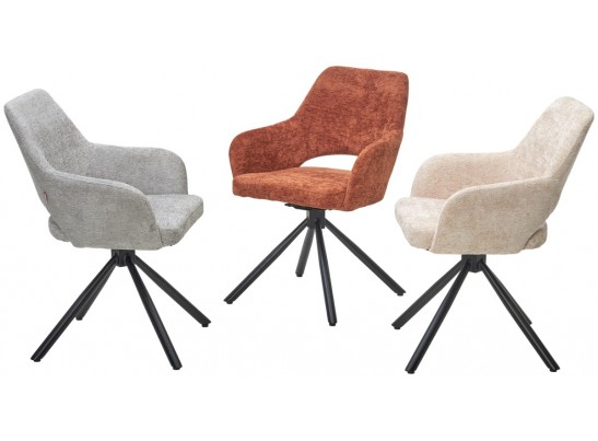 Стул NURI 180 град. поворот. 3018-10 бежевый, шенилл/ черный каркас, ®DISAUR в Набережных Челнах