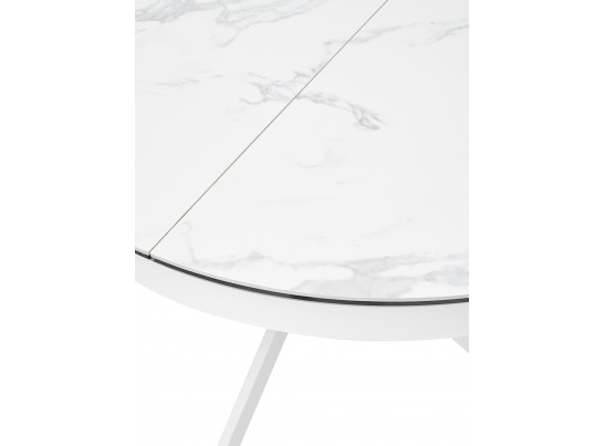 Стол TRENTO 120 HIGH GLOSS STATUARIO Белый мрамор глянцевый, керамика/ белый каркас, ®DISAUR в Набережных Челнах