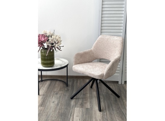 Стул NURI 180 град. поворот. 3018-10 бежевый, шенилл/ черный каркас, ®DISAUR в Набережных Челнах