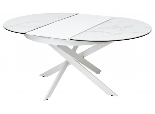 Стол TRENTO 120 HIGH GLOSS STATUARIO Белый мрамор глянцевый, керамика/ белый каркас, ®DISAUR в Набережных Челнах