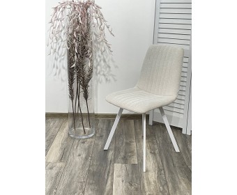 Стул ELVIS WZ2042-02 светло-бежевый фактурный велюр / белый каркас 