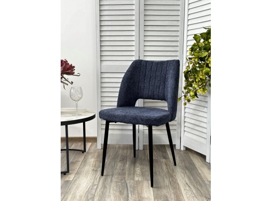 Стул LONDON UF998-13 темно-синий, букле / черный каркас / Товарный знак DISAUR в Набережных Челнах