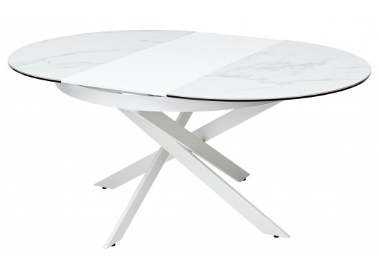 Стол TRENTO 120 HIGH GLOSS STATUARIO Белый мрамор глянцевый, керамика/ белый каркас, ®DISAUR в Набережных Челнах