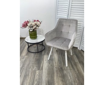 Стул MAVERICK 360 град. поворот. BLUVEL-03 LIGHT GREY, велюр/ белый каркас, 