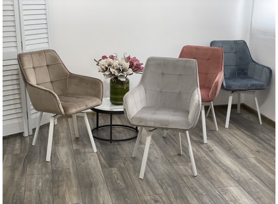 Стул MAVERICK 360 град. поворот. BLUVEL-03 LIGHT GREY, велюр/ белый каркас, в Набережных Челнах