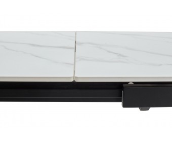 Стол CORNER 120 MATT WHITE MARBLE SOLID CERAMIC / BLACK, ®DISAUR