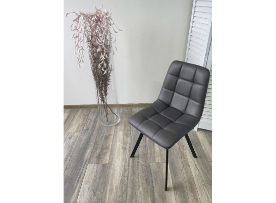 Стул CHILLI SQUARE HK017-11 темно-серый, PU/ черный каркас в Набережных Челнах Стул CHILLI SQUARE HK017-11 темно-серый, PU/ черный каркас в Набережных Челнах