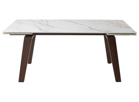 Стол БЭТИС (BETIS) 180 цвет МРАМОР (MATTE GILDED WHITE SOLID CERAMIC) / Орех (WALNUT), ®DISAUR в Набережных Челнах