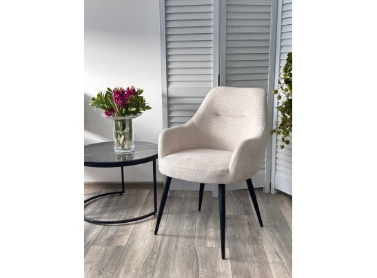 Стул STAMEN ткань DAVIS RETRO BLISS 02 светло-бежевый / черный каркас, ®DISAUR в Набережных Челнах