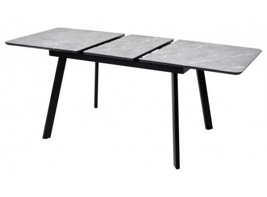 Стол АРУБА 140 Серый мрамор СКОРПИО , стекло / черный каркас в Набережных Челнах