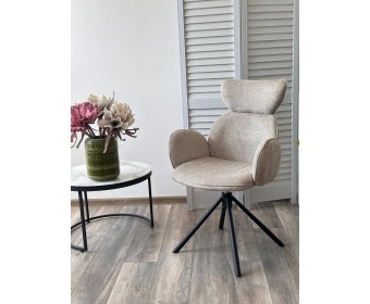 Стул VARDY 360 град.поворот. Brego-31 Бежевый, ткань/ 7525-01 Бежевый, велюр/Черный, ®DISAUR