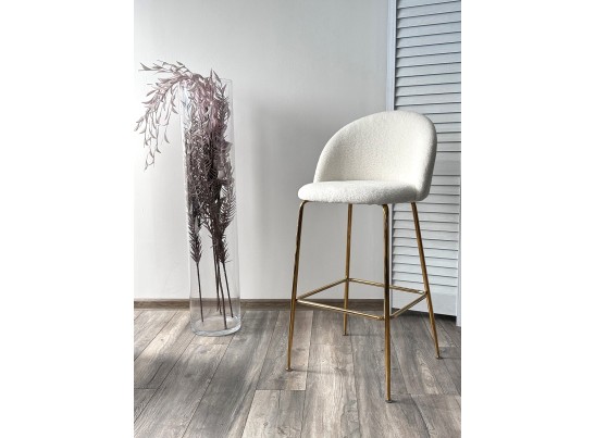 Барный стул GLADE NINI-01 Белый, teddy / золотой каркас в Набережных Челнах