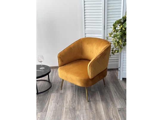 Кресло MUSSELS BLUVEL-68 желтый, велюр / золотой каркас в Набережных Челнах