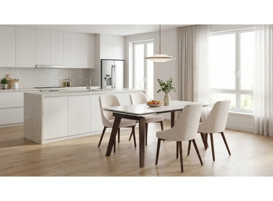 Стол БЭТИС (BETIS) 180 цвет МРАМОР (MATTE GILDED WHITE SOLID CERAMIC) / Орех (WALNUT), ®DISAUR в Набережных Челнах