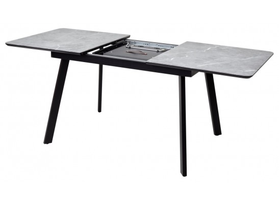 Стол АРУБА 140 Серый мрамор СКОРПИО , стекло / черный каркас в Набережных Челнах