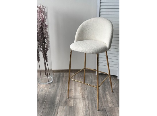 Барный стул GLADE NINI-01 Белый, teddy / золотой каркас в Набережных Челнах