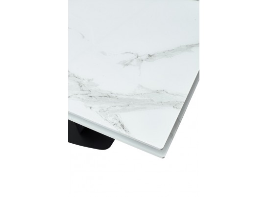 Стол Ниагара 140 Белый мрамор, стекло / черный каркас в Набережных Челнах