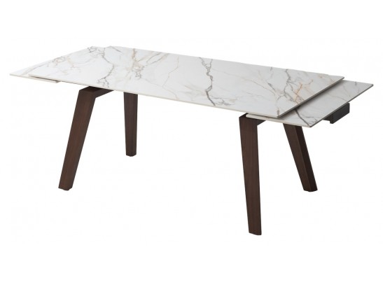 Стол БЭТИС (BETIS) 180 цвет МРАМОР (MATTE GILDED WHITE SOLID CERAMIC) / Орех (WALNUT), ®DISAUR в Набережных Челнах