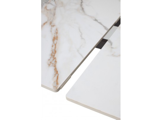 Стол БЭТИС (BETIS) 180 цвет МРАМОР (MATTE GILDED WHITE SOLID CERAMIC) / Орех (WALNUT), ®DISAUR в Набережных Челнах