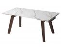 Стол БЭТИС (BETIS) 180 цвет МРАМОР (MATTE GILDED WHITE SOLID CERAMIC) / Орех (WALNUT), ®DISAUR в Набережных Челнах