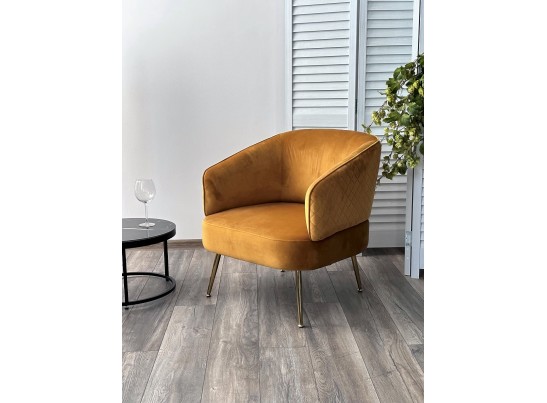 Кресло MUSSELS BLUVEL-68 желтый, велюр / золотой каркас в Набережных Челнах