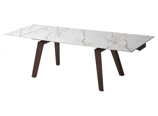 Стол БЭТИС (BETIS) 180 цвет МРАМОР (MATTE GILDED WHITE SOLID CERAMIC) / Орех (WALNUT), ®DISAUR в Набережных Челнах