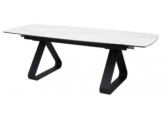 Стол Вильям 180 Белый мрамор, стекло / черный каркас, в Набережных Челнах