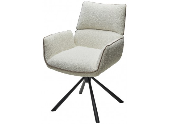 Стул VIRS 360 град. поворот. с возвратом, EDELWEISS#1 белый, букле/ JC531-7 беж/ Черный, ®DISAUR