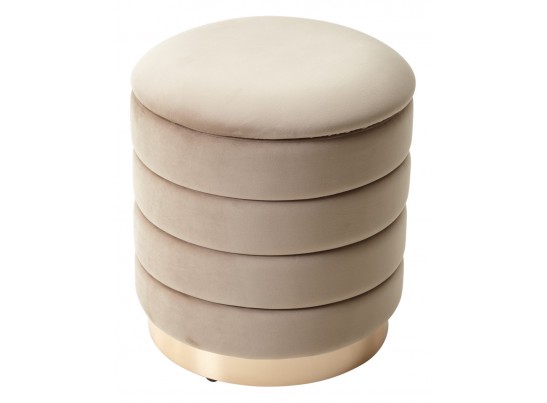 Пуф для гостиной ФРЕД бежевый #5, велюр / золотой каркас в Набережных Челнах