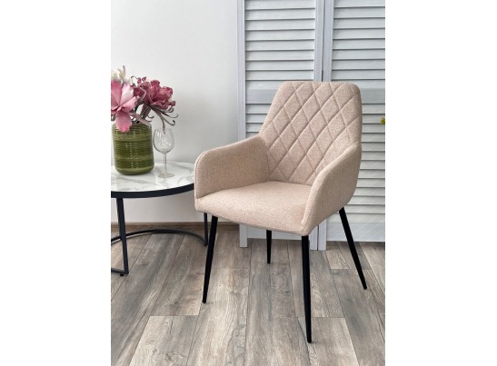 Стул NOVARA Barrel-09 Бежевый, ткань / черный каркас / Товарный знак DISAUR в Набережных Челнах