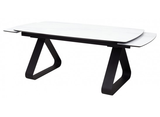 Стол Вильям 180 Белый мрамор, стекло / черный каркас, в Набережных Челнах