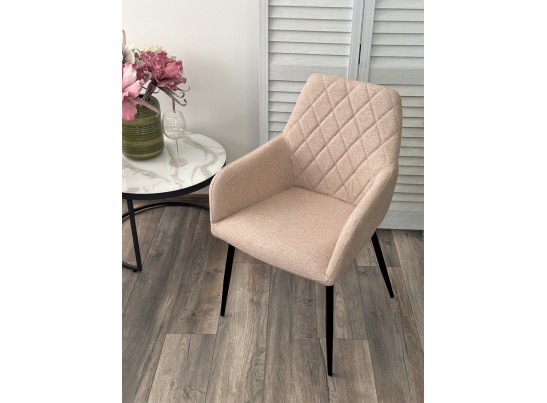 Стул NOVARA Barrel-09 Бежевый, ткань / черный каркас / Товарный знак DISAUR в Набережных Челнах