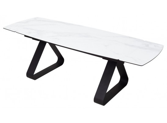 Стол Вильям 180 Белый мрамор, стекло / черный каркас, в Набережных Челнах