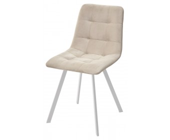 Стул CHILLI-Q SQUARE светло-бежевый #2, велюр / белый каркас, 4 шт./1 к,  Стул CHILLI-Q SQUARE светло-бежевый #2, велюр / белый каркас, 4 шт./1 к,