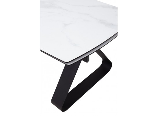 Стол Вильям 180 Белый мрамор, стекло / черный каркас, в Набережных Челнах