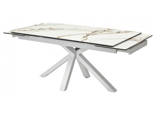 Стол ALTO 160 KL-188 Контрастный мрамор матовый, итальянская керамика/ белый каркас в Набережных Челнах