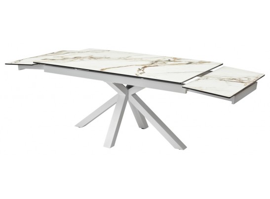 Стол ALTO 160 KL-188 Контрастный мрамор матовый, итальянская керамика/ белый каркас в Набережных Челнах