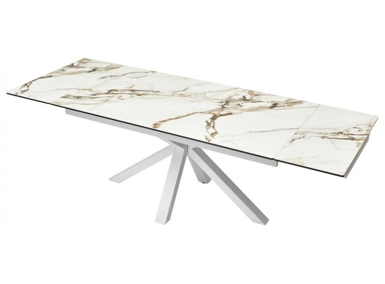 Стол ALTO 160 KL-188 Контрастный мрамор матовый, итальянская керамика/ белый каркас в Набережных Челнах